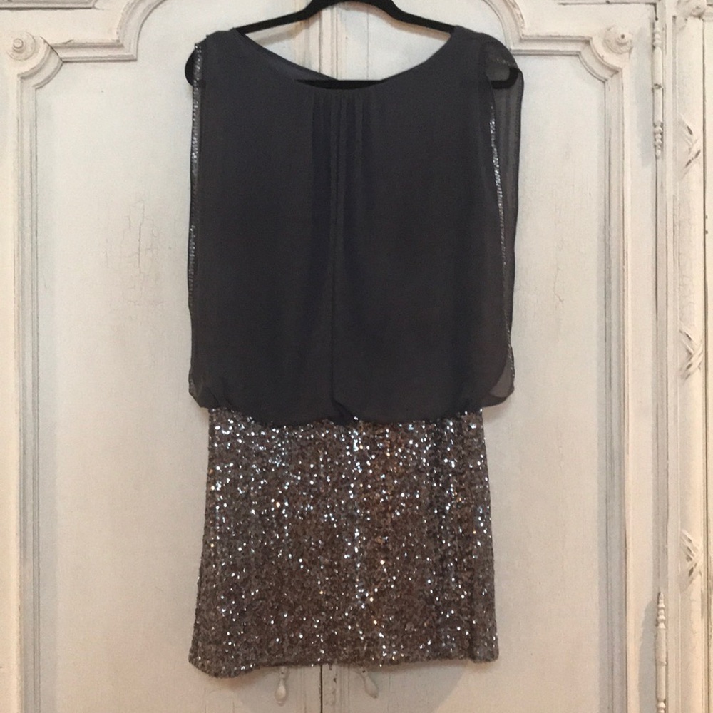 Grey and silver sequin dress